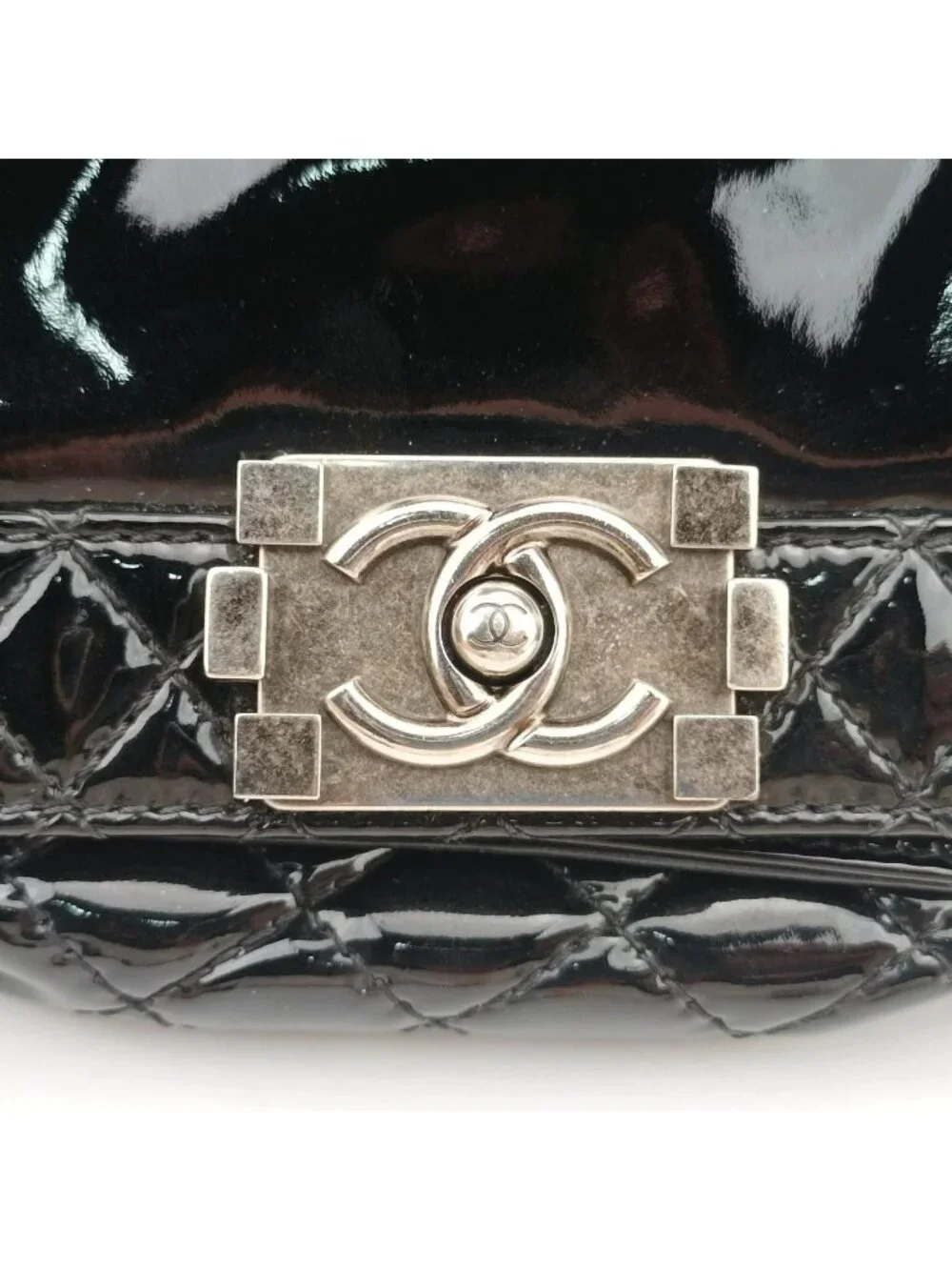 Chanel Boy Black Patent Shoulder Bag